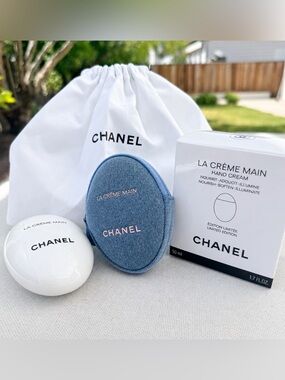 CHANEL La Crème Main Hand Cream Denim Pouch Gift Set New